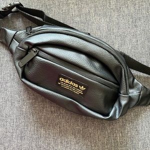 Adidas Black Belt Bag with Gold Letters